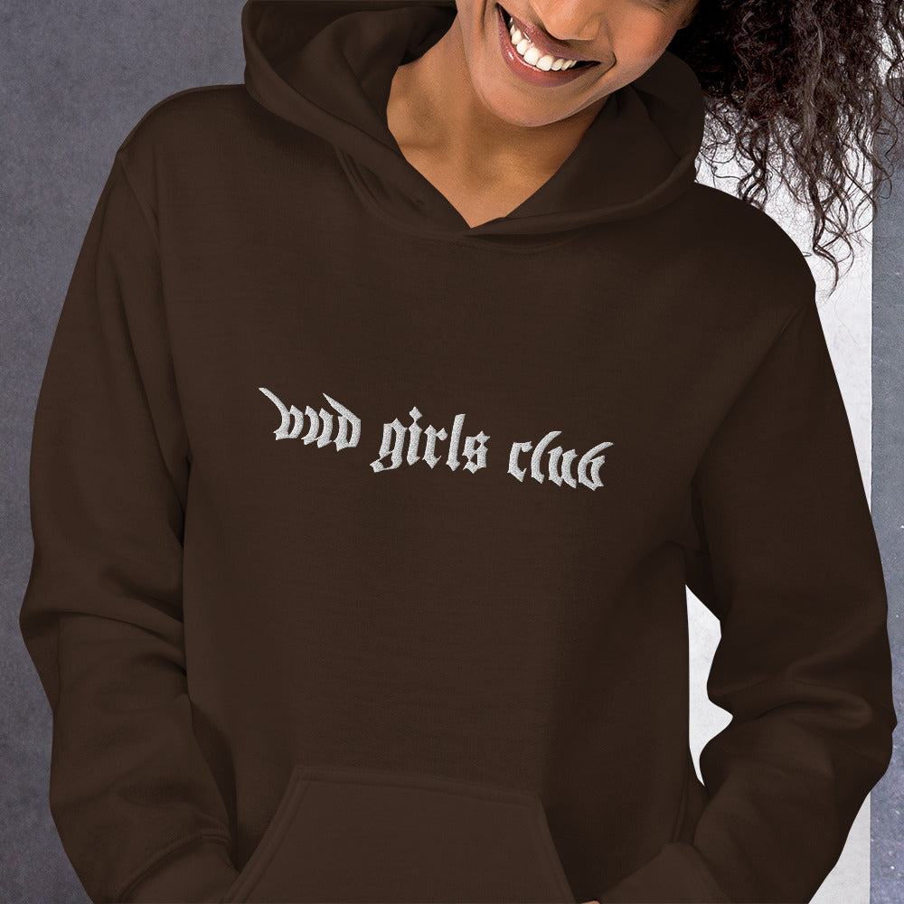 White Embroidered-Bud Girls Club Unisex Hoodie