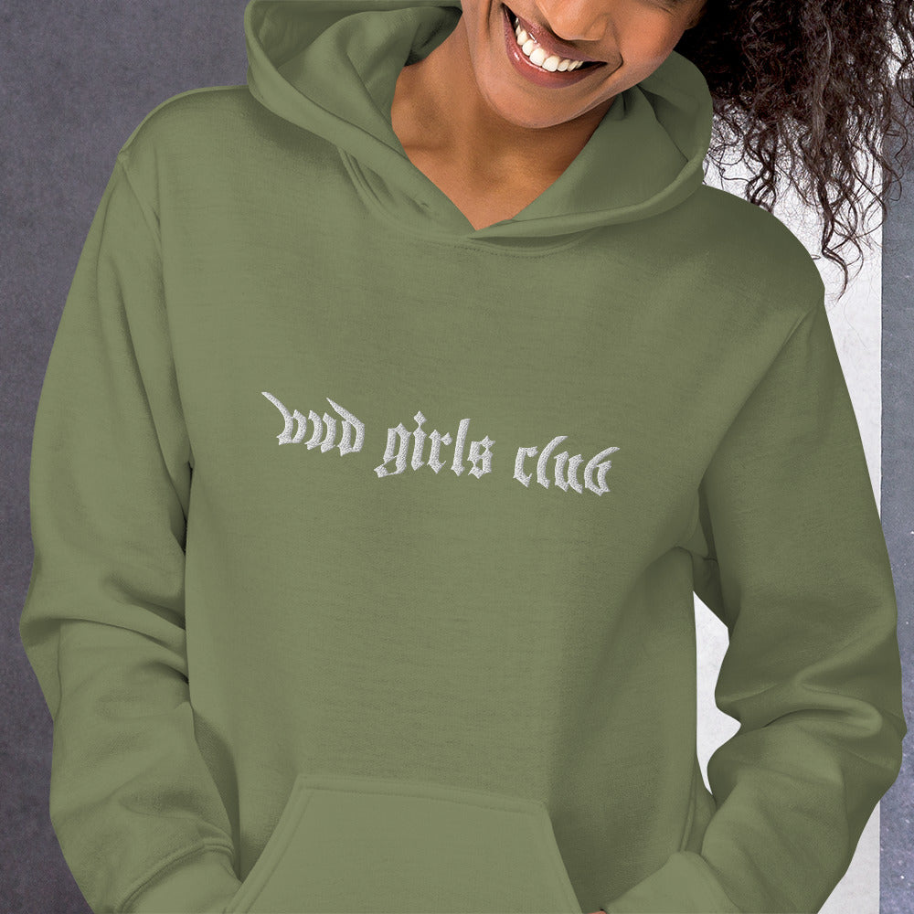 White Embroidered-Bud Girls Club Unisex Hoodie