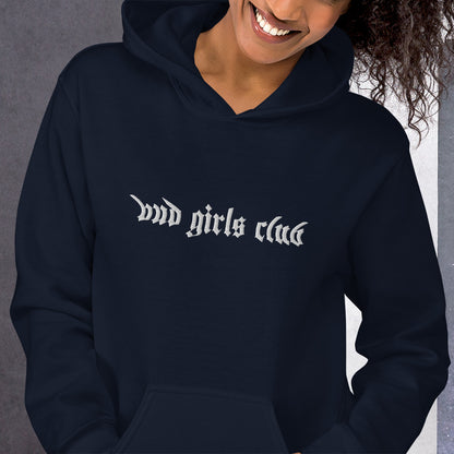 White Embroidered-Bud Girls Club Unisex Hoodie