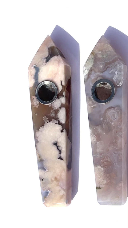 Flower Agate Crystal Pipe