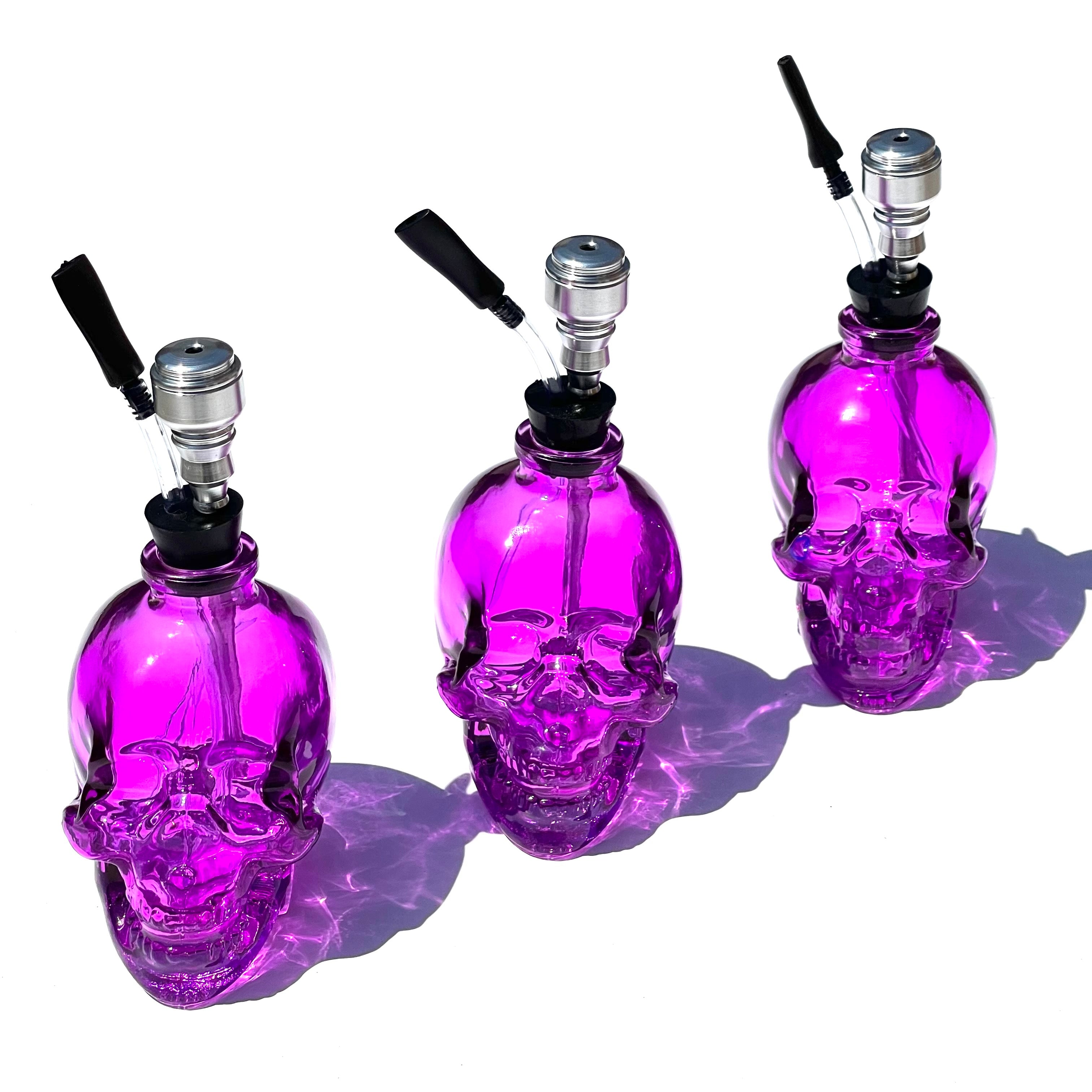 Wholesale Colorful Purple Iridescent Skull Hookah Bubbler With